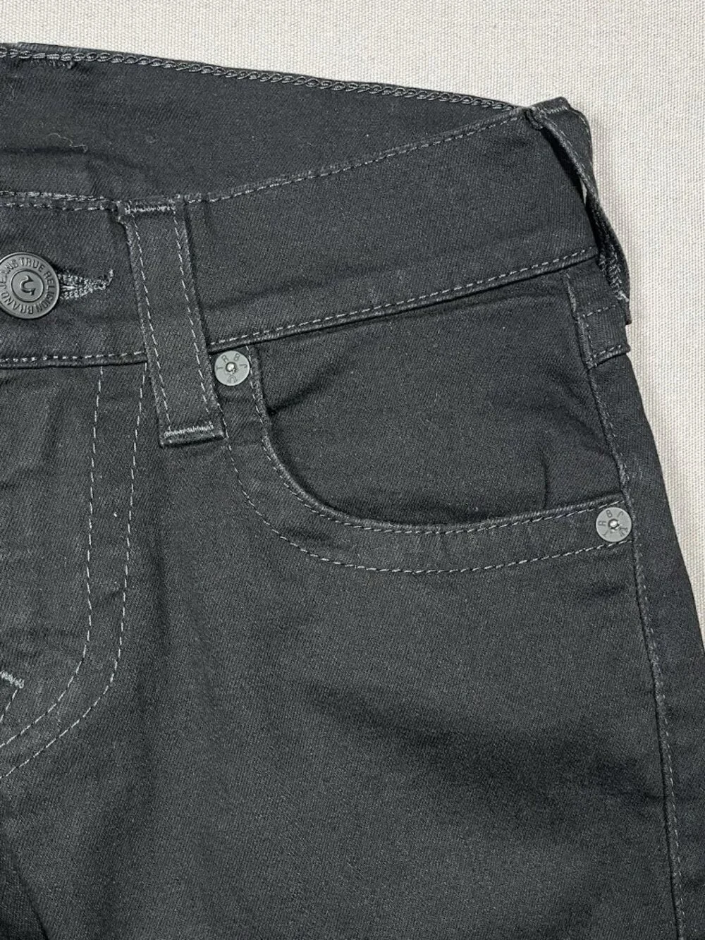 True Religion Rocco Relaxed Skinny Flap Pocket Black Jeans - Men Size 27 X 33